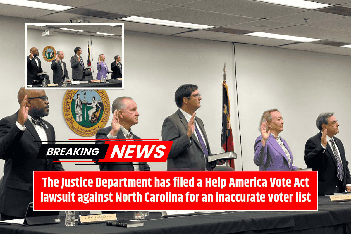 The Justice Department has filed a Help America Vote Act lawsuit against North Carolina for an inaccurate voter list